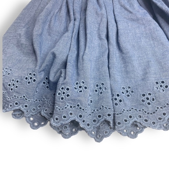 CAT & JACK Size L 10/12 Chambray Eyelet Full Pullon Cotton Skirt - Picture 3 of 10